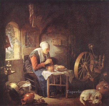  ye Painting - The Prayer of the Spinner Golden Age Gerrit Dou